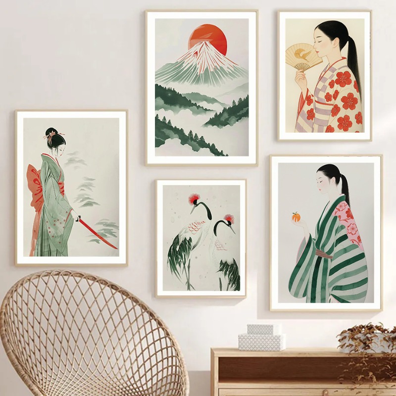 Mount Fuji & Crane Japanese Wa - Japanese Lifestyle And Traditions 评论和价格